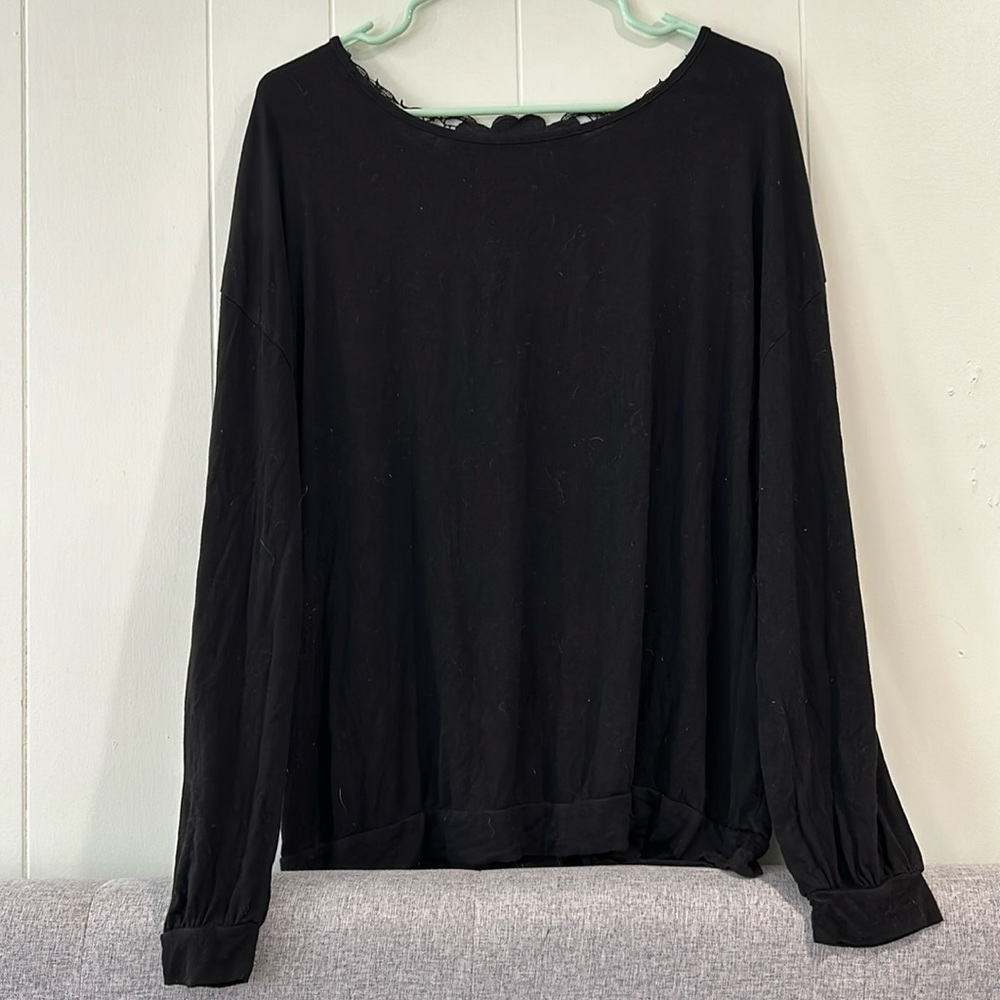 Black Long sleeve with Lace Cutout Detailing